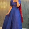 ZT 216 Vichitra Silk Hand Work Festival Frock With Dupatta