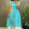 ZT 227 Vichitra Silk Hand Work Sky Blue Designer Frock