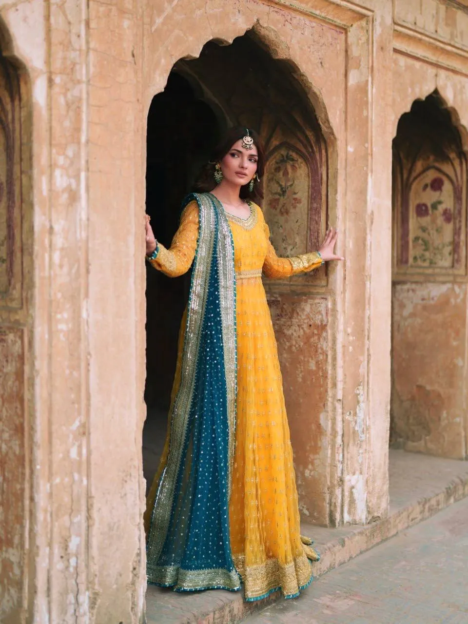 Deepika 6033 Net Thread Sequence Haldi Lehngha Gown With Dupatta Collection