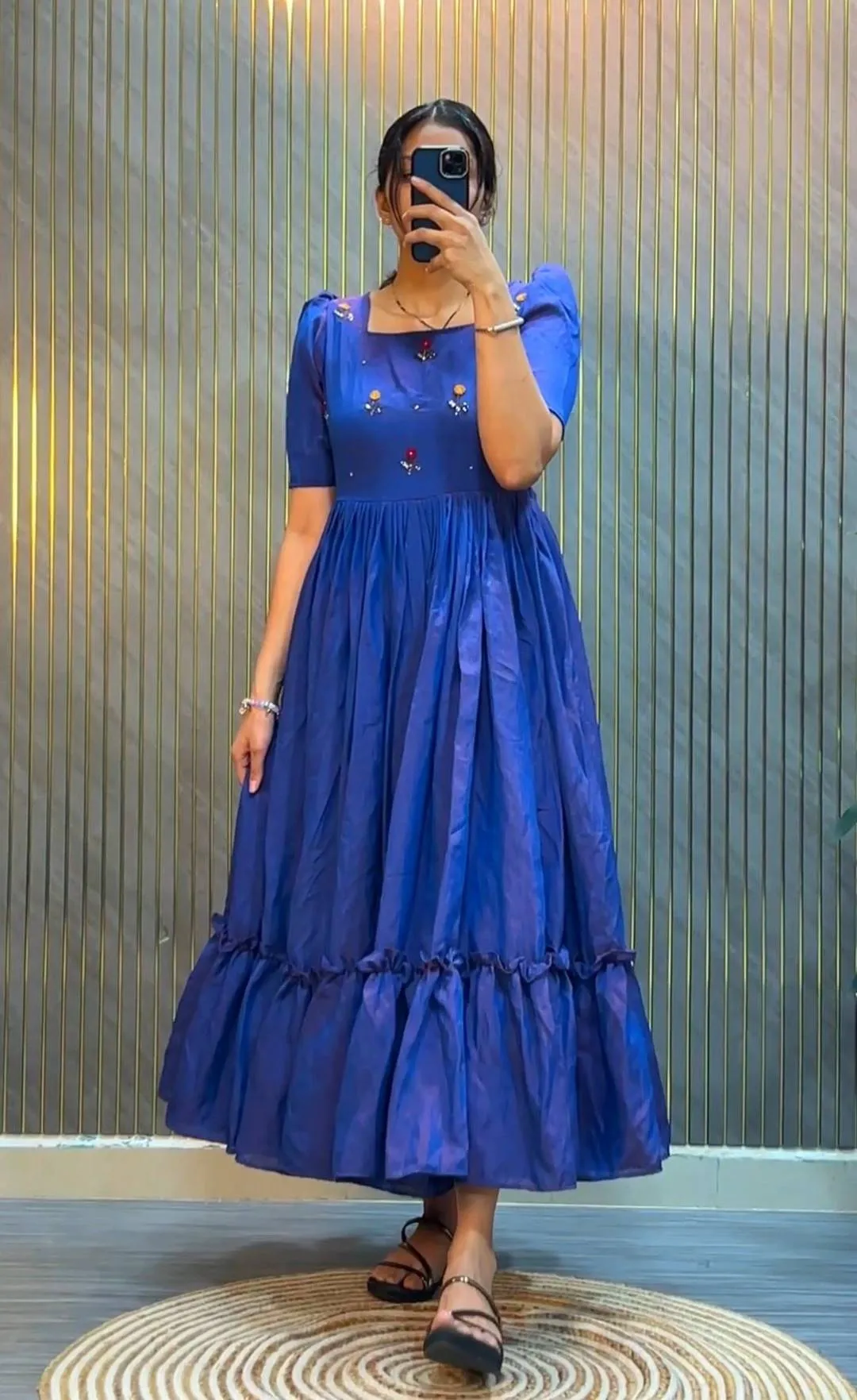 ZF 218 Vichitra Silk Hand Work Frock