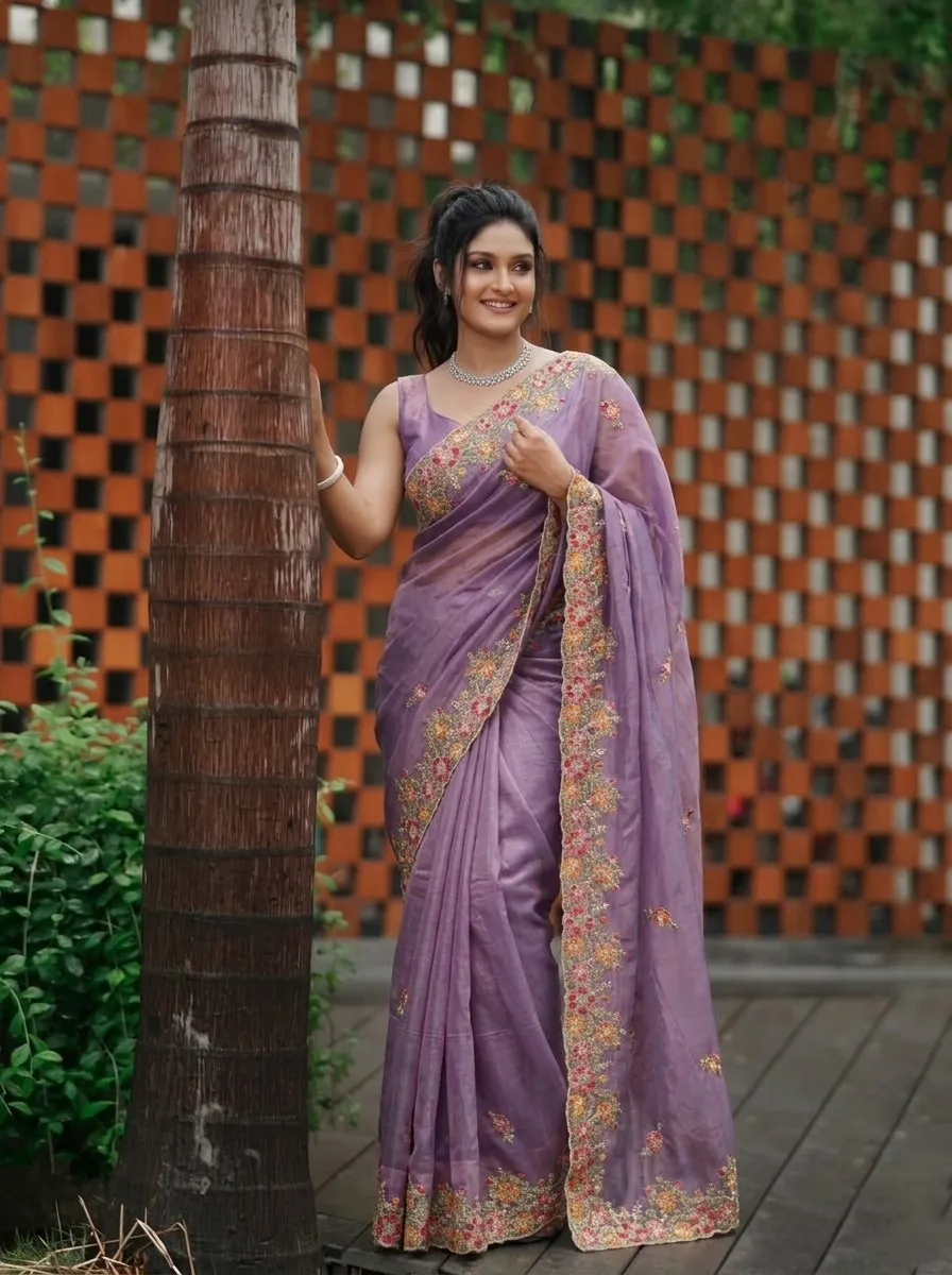 Kiara Param Embroidery Work Party Wear Saree