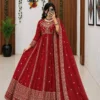 C585 1481 Georgette Sequence Zari Work Gown Pant With Dupatta