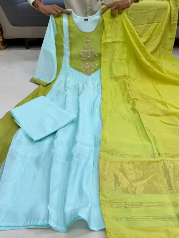 Beautiful Yasu Sindhu Mul Chanderi Zari Hand Work Readymade Dress 2026