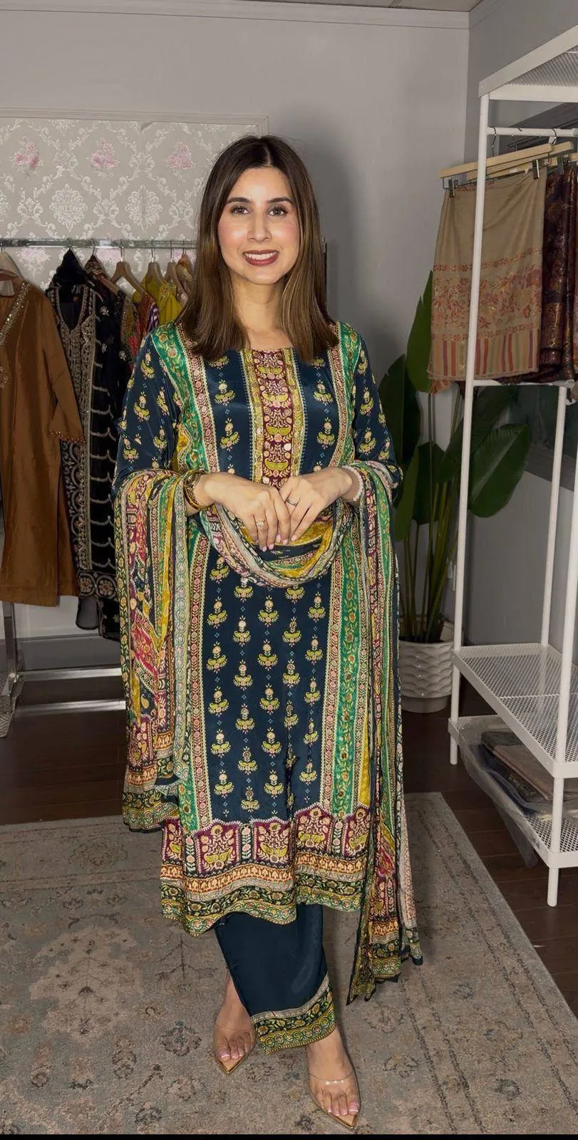 C585 4800 Malai Satin Printed Festival Readymade Dress In Surat