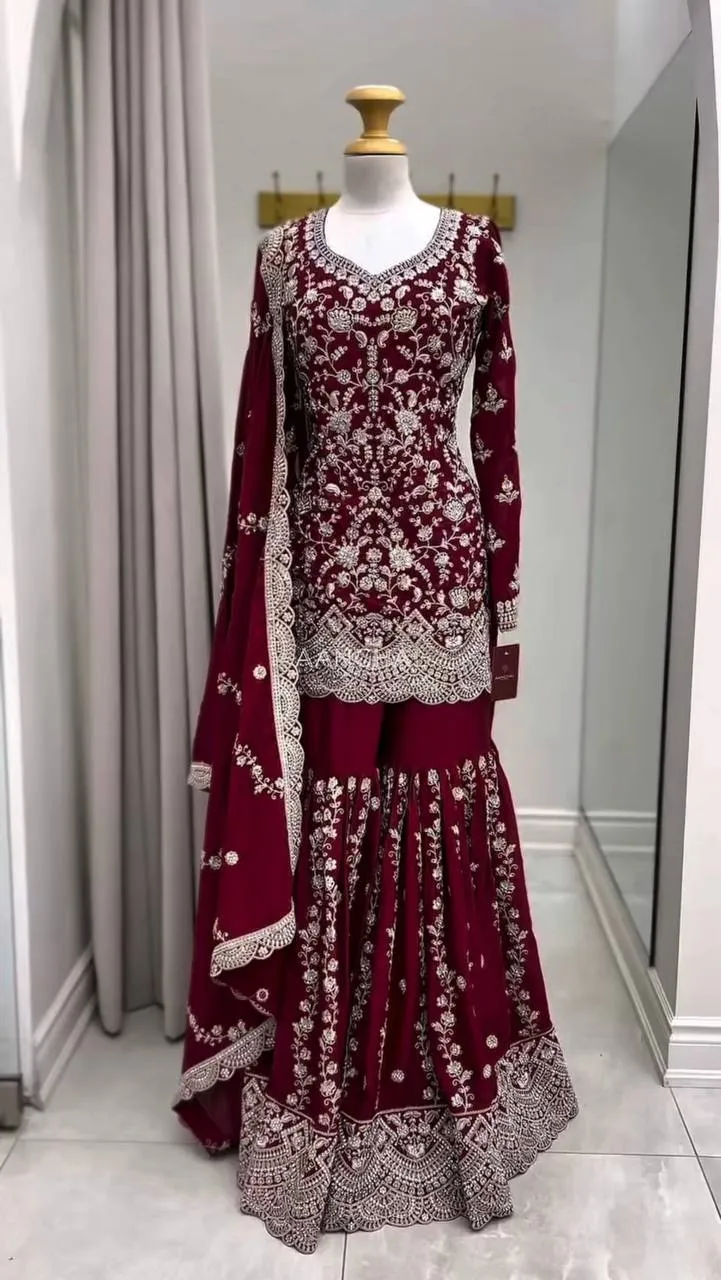 Deepika 5939 Georgette Thread Wedding Pakistani Gharara Suit With Dupatta