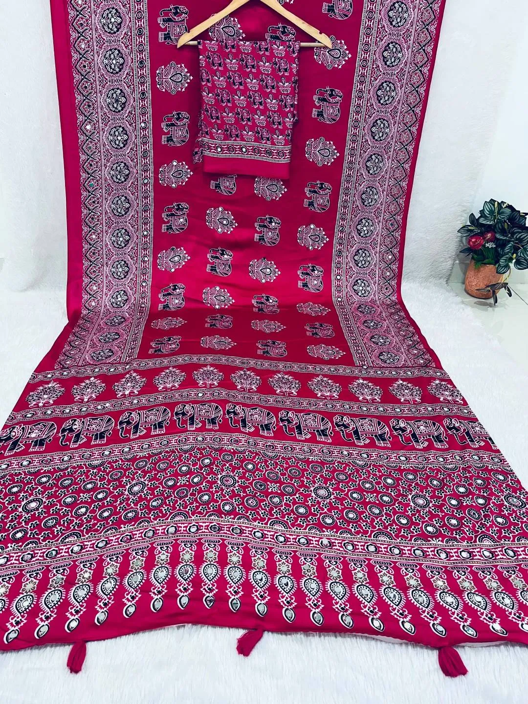 Latest RBC Gajji Silk Ajarakh Printed Mirror Work Festival Saree Collection 2026