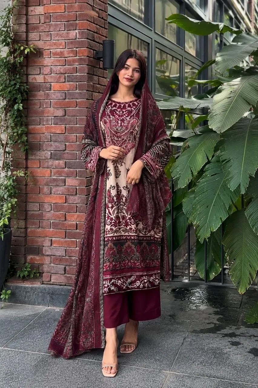 Zarin 84 Cotton Printed Embroidery Sequence Work Pakistani Suit Collection