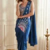 BDB 79 Crep Silk Embroidery Thread Work Wedding Ready To Wear Saree