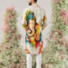 Kiara Cotton Crochet Sequance Ganesha Printed Men Kurta Collection