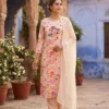 KR 421 Linen Cotton Hand Thread Work Kurti Pant Dupatta Set