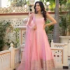 Deepika 6039 Natural Crep Moti Work Anarkali Gown Pant Dupatta