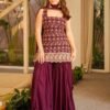 FFD French Crape Embroidery Green Festival Gharara Suit