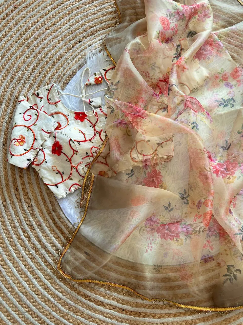 Buy MHV Sanchita Organza Silk Flower Printed Saree 2026