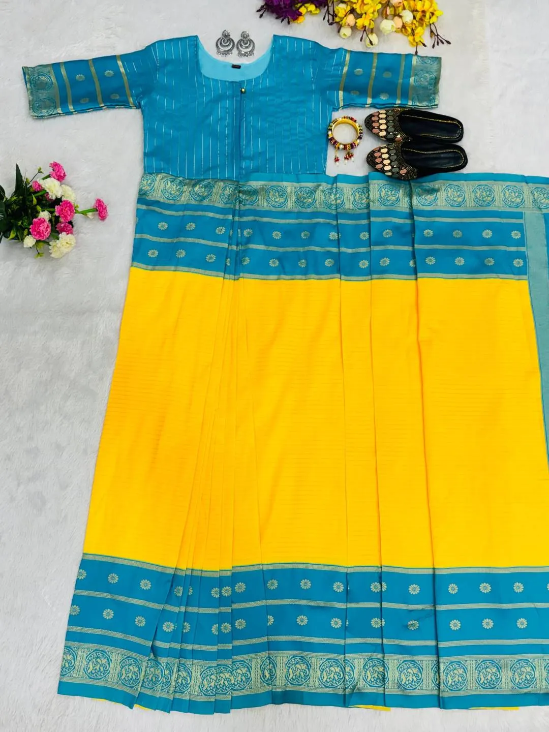 Stylish SGT 242 Mysore Silk Jacquard Trending Gown Saree For Women 2026