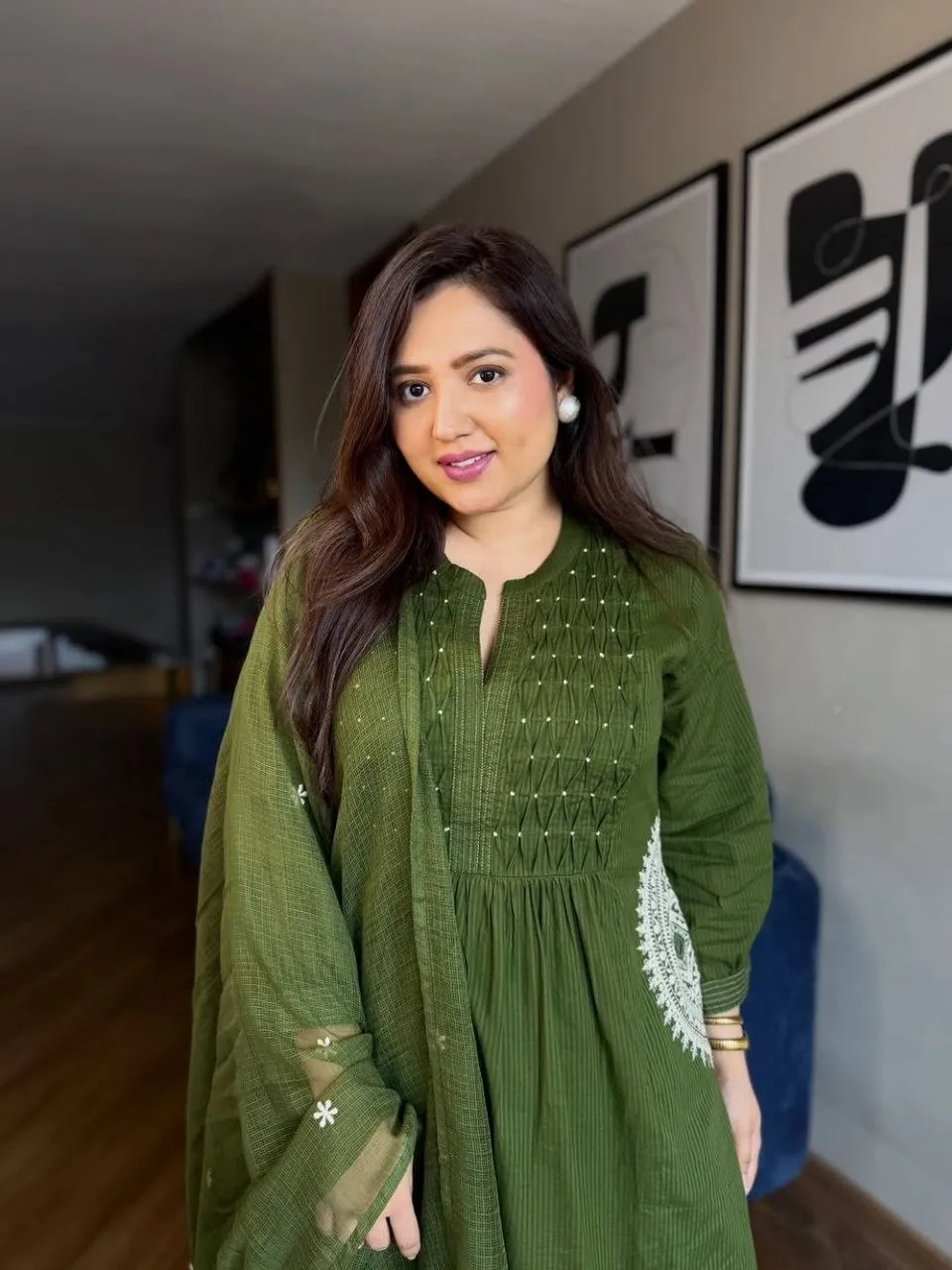 Launching Yasu Green Velly Cotton Hand Buti Work Festival Gown Collection 2026