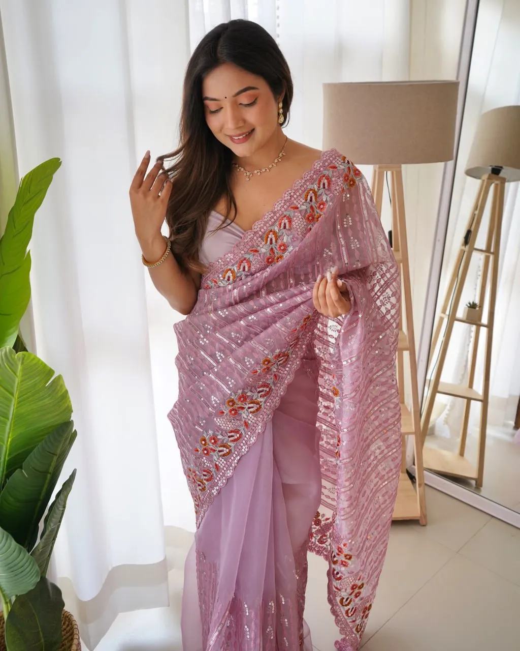 Latest RBC 5014 Organza Silk Sequence Embroidery Work Party Wear Saree 2026