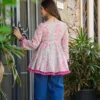 FFD Rayon Slub Printed Pink Daily Wear Top Collection