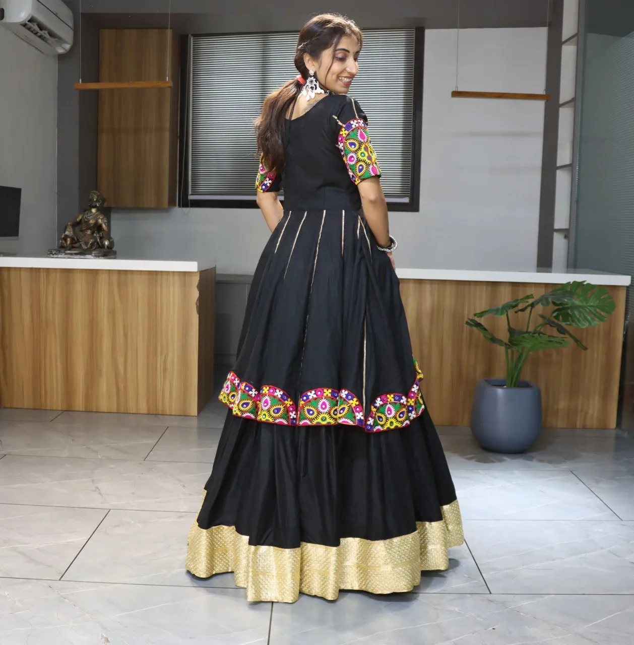 WMT 8052 Silk Printed Gamthi Work Navratri Collection