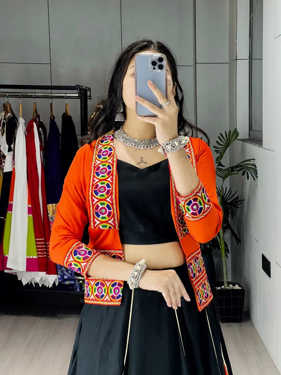 Beautiful WMT 8059 Orange Rayon Cotton Gota Patti Navratri Chaniya Choli Multi Color 2026