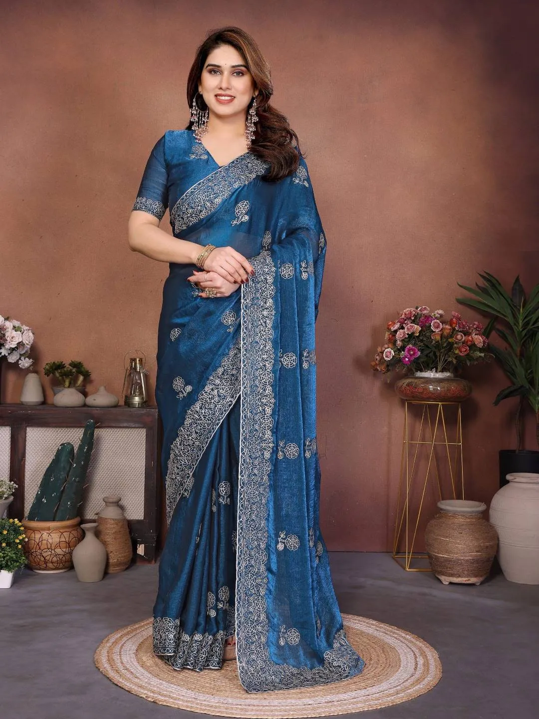Stylish Kiara Naxita1 Fendy Chiffon Silk Sirosky Work Festival Saree 2026
