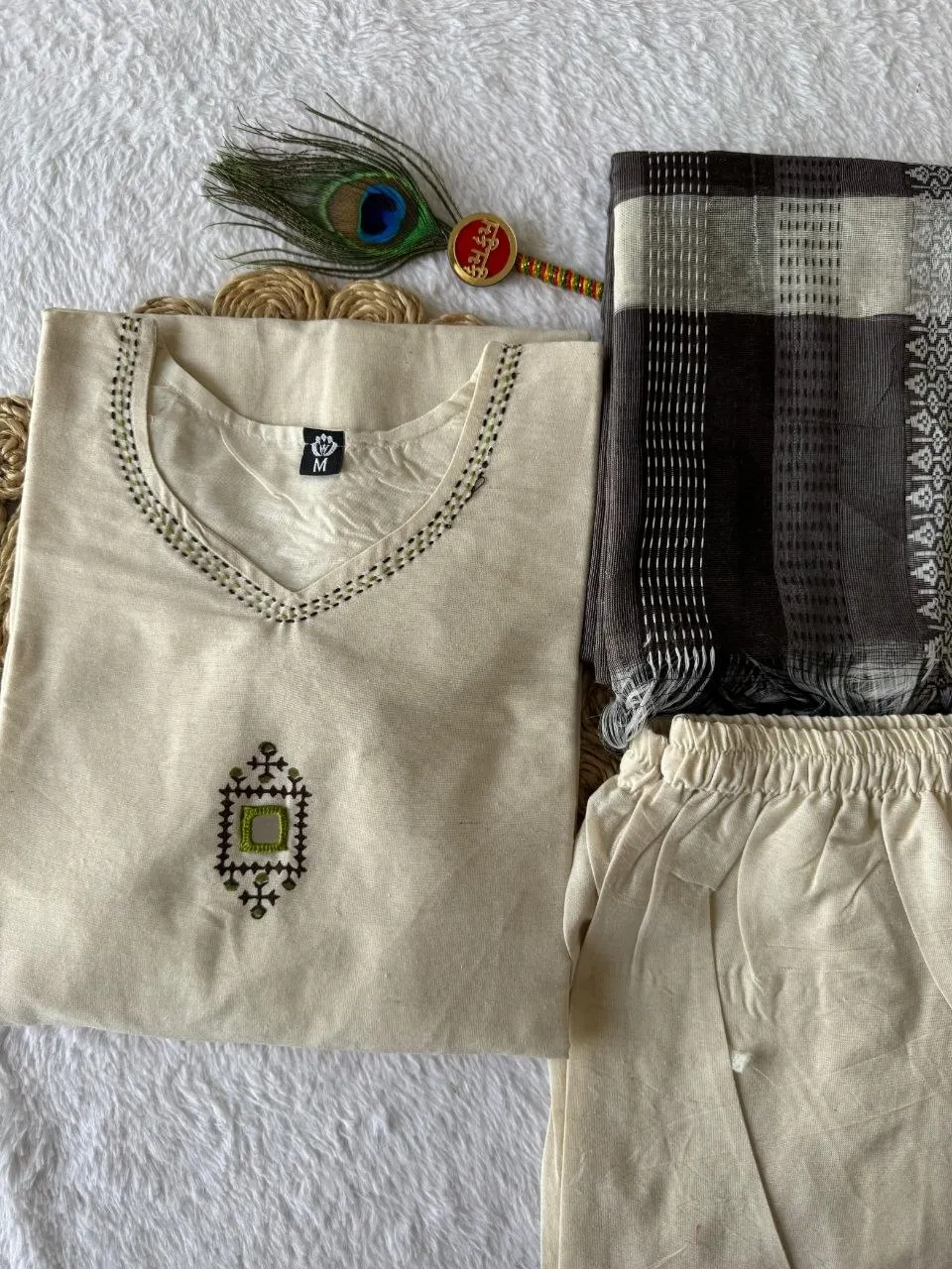 Latest KR 414 Khadi Cotton Hand Block Printed Office Wear Readymade Dress 2026