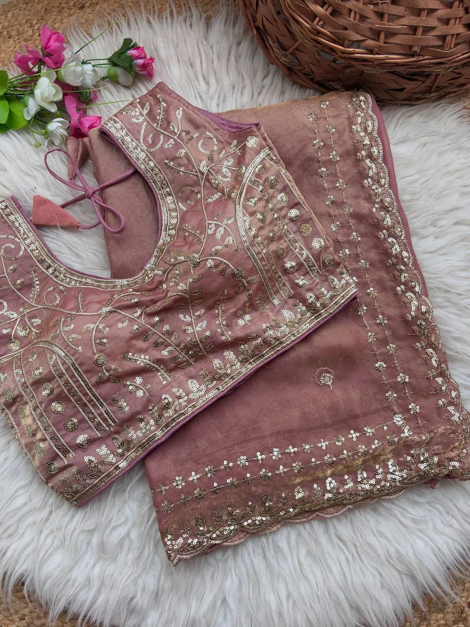 MHV Mahalaxmi Fandy Satin Silk Embroidery Work Wedding Saree
