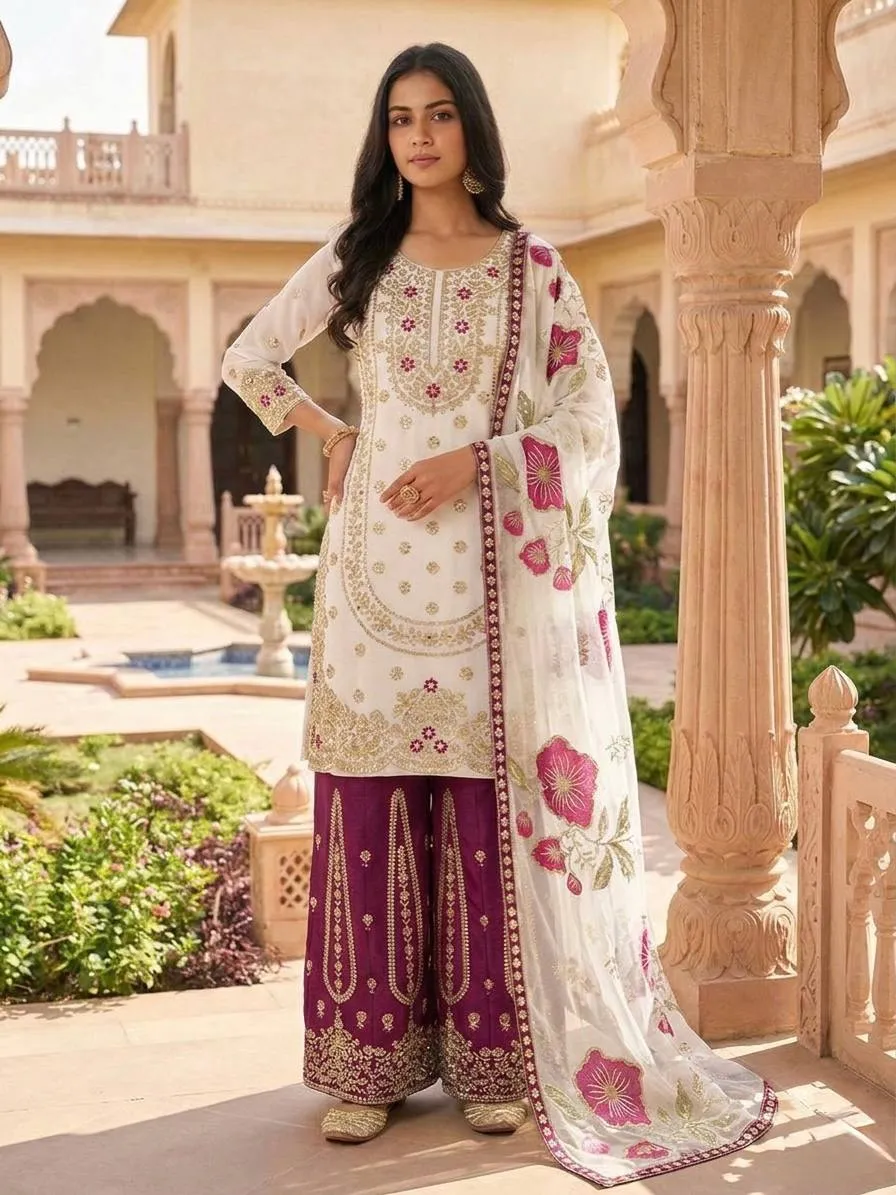 Stylish Sabina 884 Gmy Silk Embroidery Sequence Work Sharara Suit With Dupatta 2026