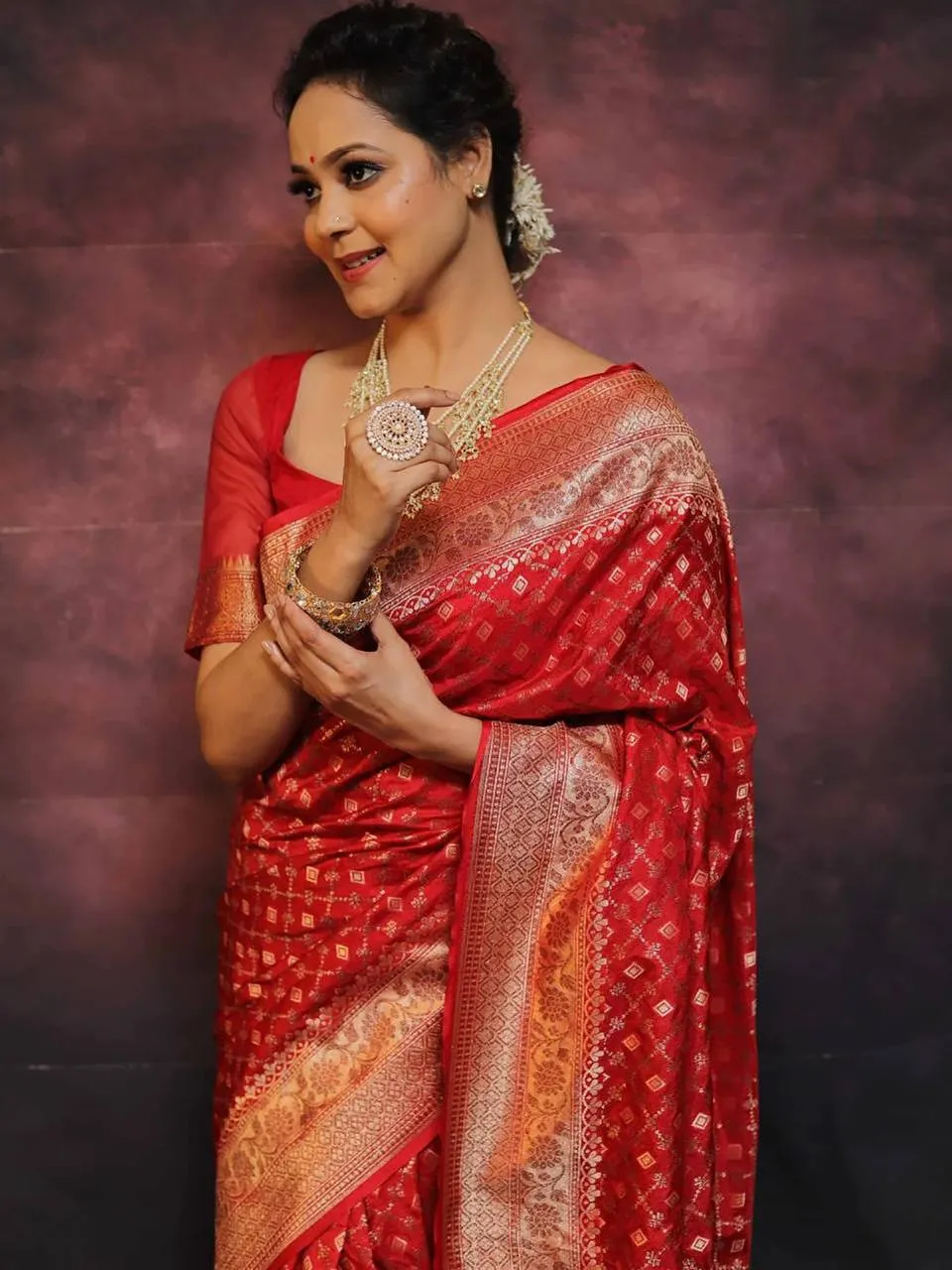 Buy Rani 268 Lichi Silk Cloth Jacquard Red Wedding Saree 2026