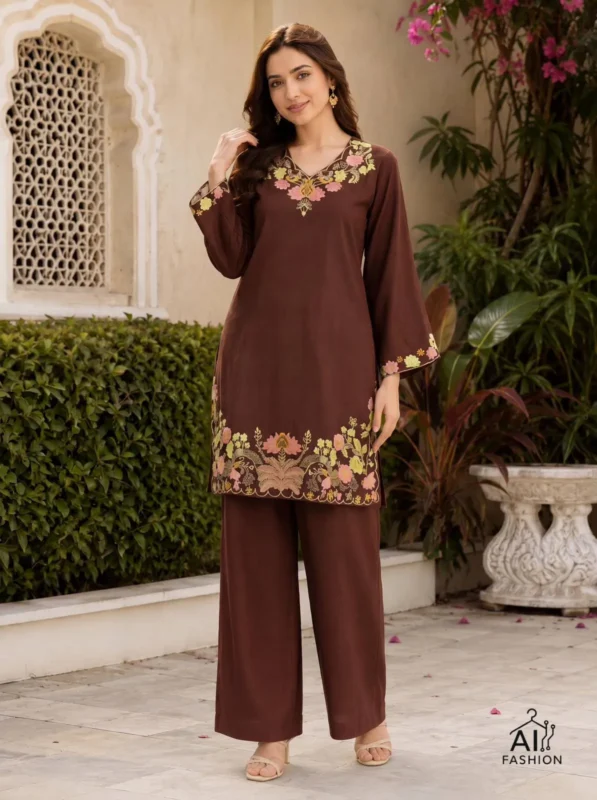 Buy SS2016 Kitty Rayon Embroidery Work Office Wear Kurti Pant Set 2026