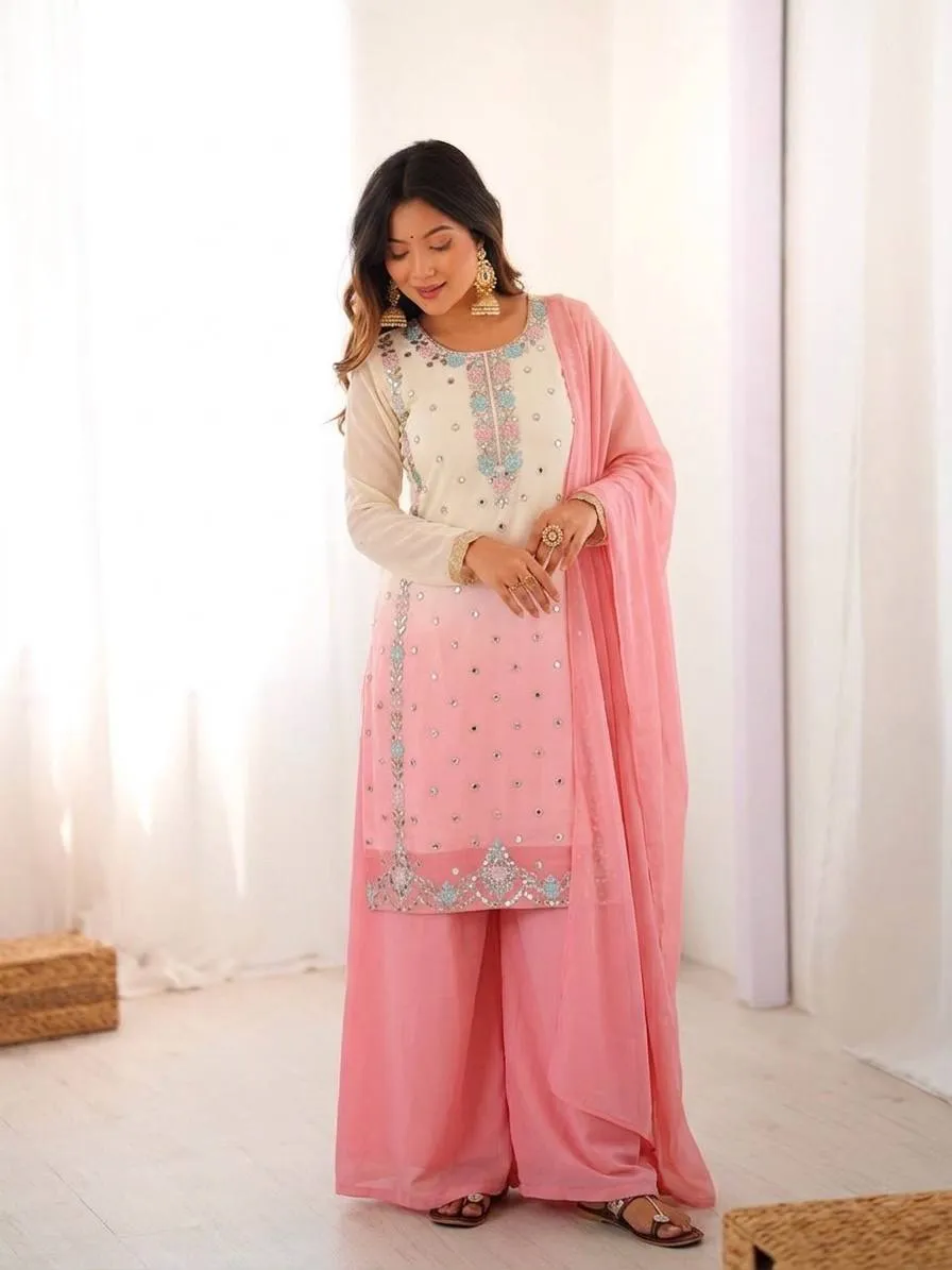 Buy Sabina 1712 Georgette Embroidery Sequence Party Wear Kurti Palazzo 2026