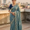 Latest Kusum 834 Sparkle Vichitra Silk Sequence Embroidery Work Saree Exporter in India 2026