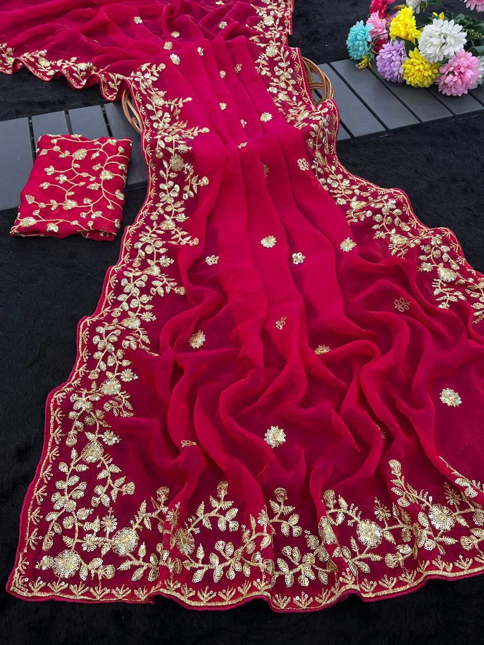 Beautiful Kusum 827 Apexa Fandy Chiffon Zari Thread Work Festival Saree 2026