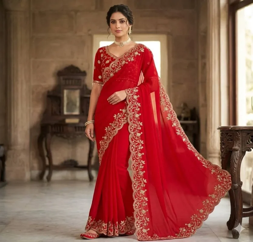 Buy Kusum 855 Mishri Fandy Satin Silk Embroidery Trenging Saree Surat 2026