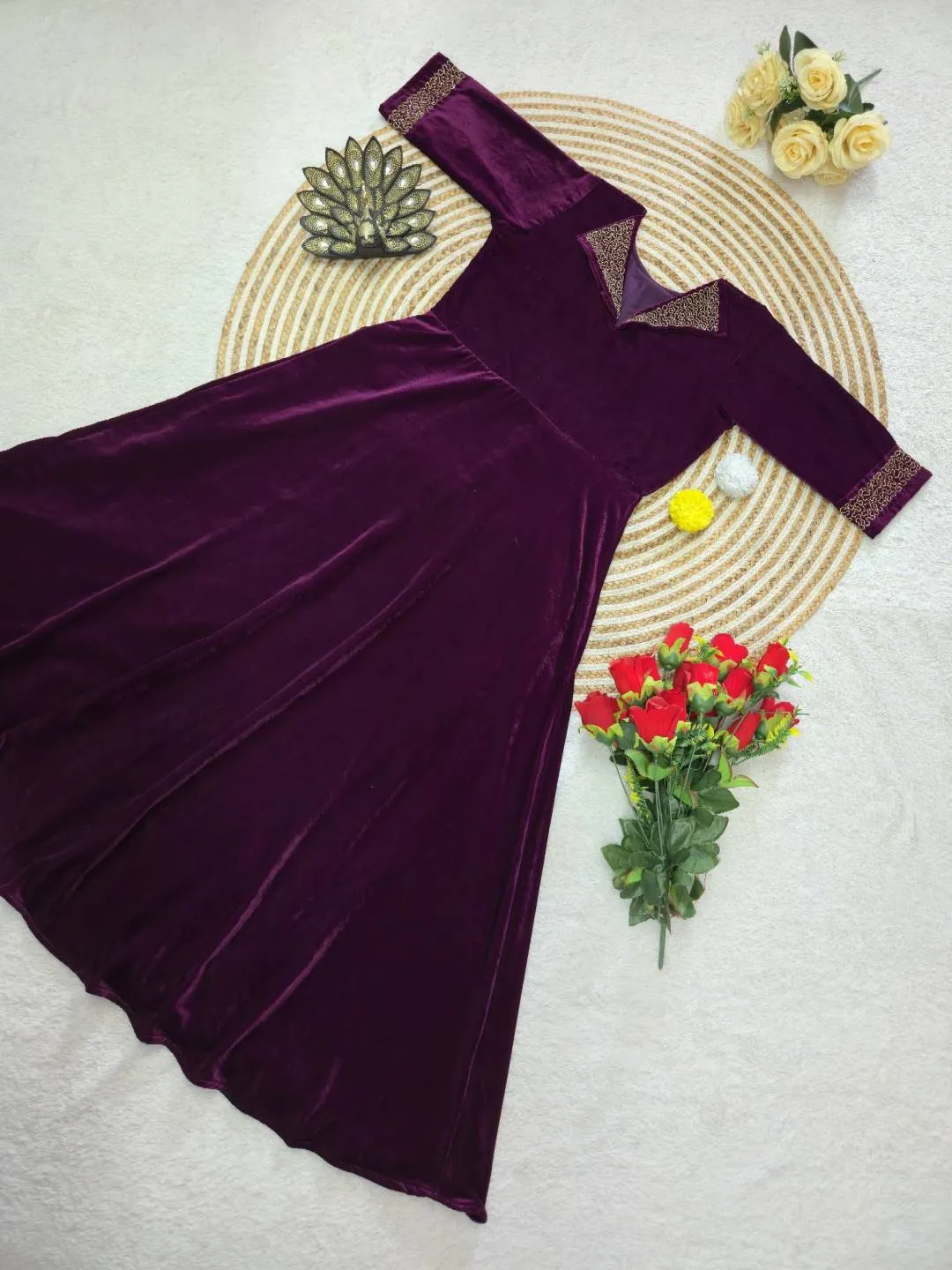 Launching ZT 209 Velvet Designer Hand Work Party Wear Frock 2026