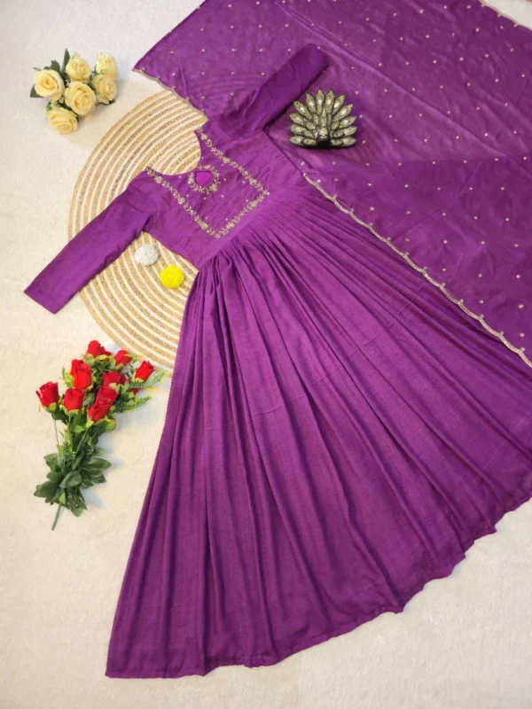 Stylish ZT 211 Vichitra Silk Hand Work Festival Gown Collection 2026