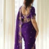 Latest Kiara Shukla1 Purple Rangoli Silk Embroidery Work Party Wear Saree 2026