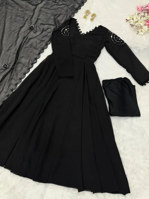 Launching SWT 270 Georgette Black Embroidery Work Anarkali Gown Collection 2026