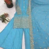 Stylish Sabina 430 Vichitra Silk Skyblue Embroidery Designer Sharara Suit Set 2026