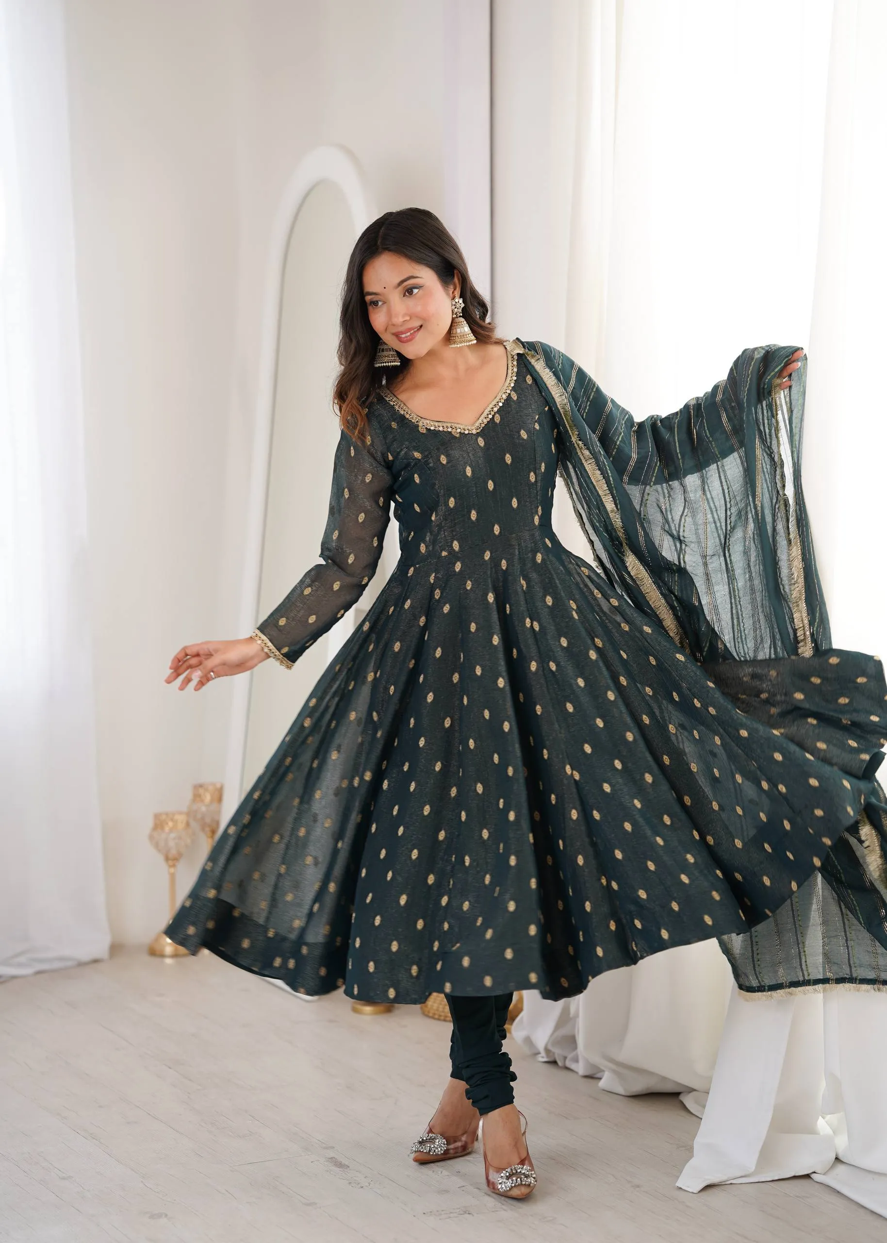 Stylish Sabina 417 Crush Silk Embroidery Anarkali Gown Manufacturer in Surat 2026