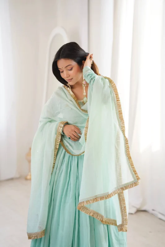 Stylish Sabina 5020 Heavy Faux Sky Blue Festival Anarkali Gown Wholesale Market in Mumbai 2026