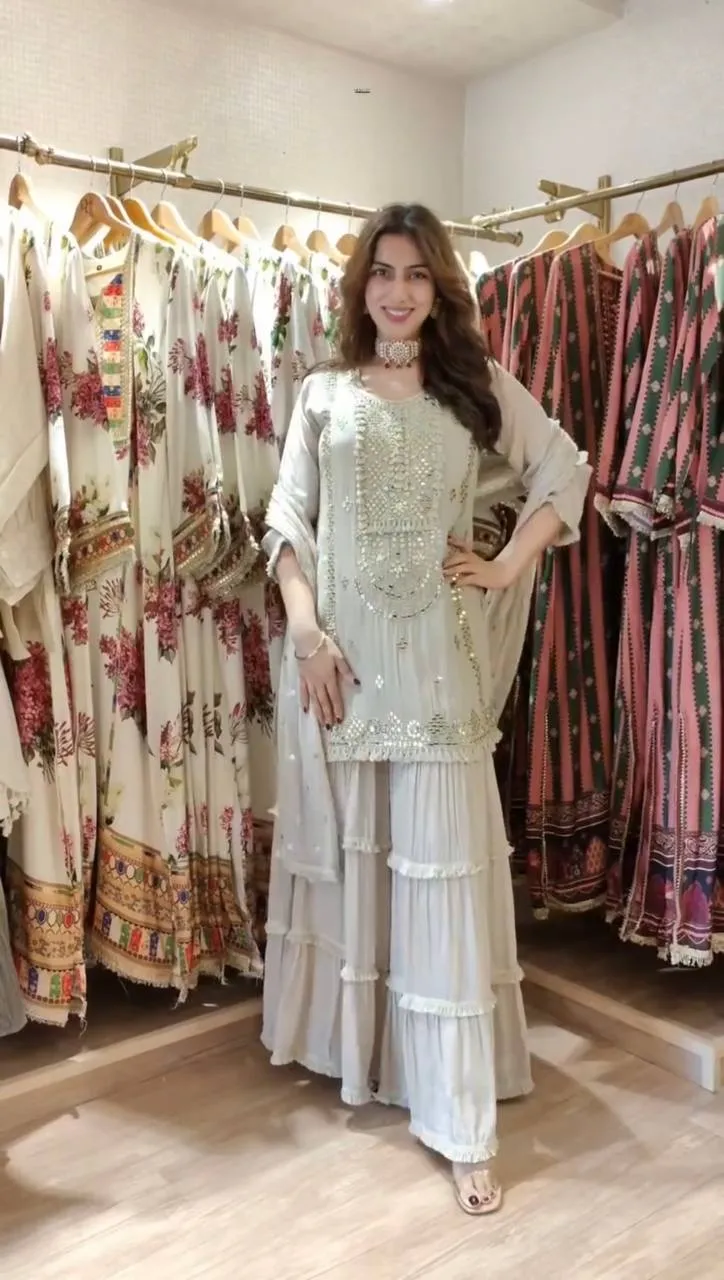 Latest Deepika 1572 Georgette Sequence Work Party Wear Gharara Suit 2026