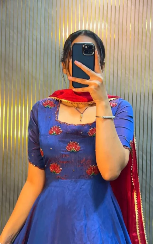 Launching ZT 216 Vichitra Silk Hand Work Festival Frock With Dupatta 2026