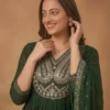 Stylish Shiv 3013 Cotton Embroidery Forest Green Festival Anarkali Gown 2026