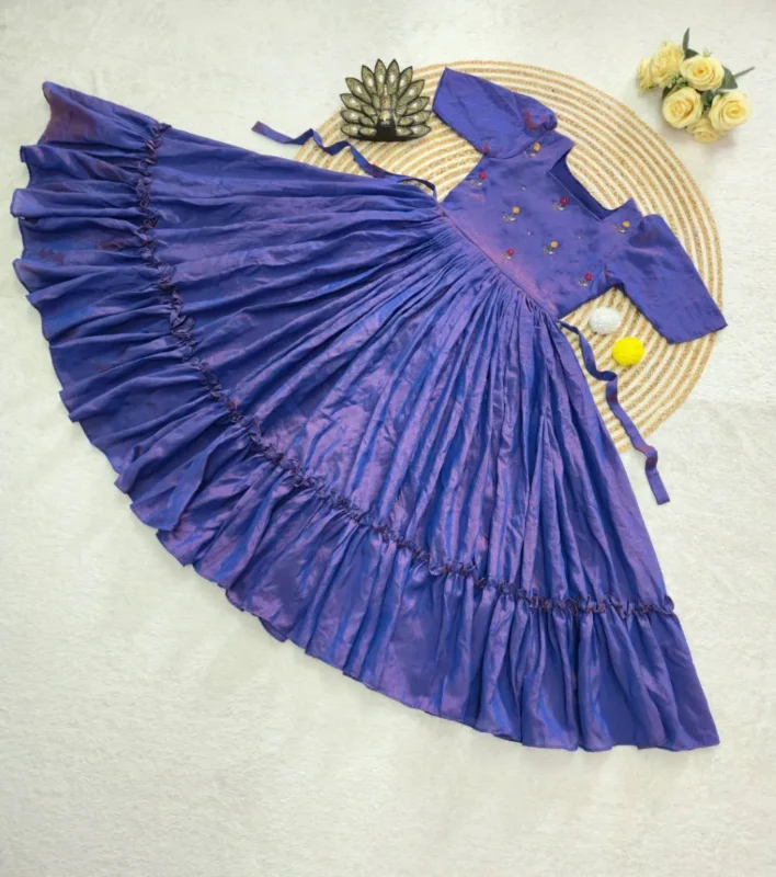 Latest ZF 218 Vichitra Silk Hand Work Frock 2026