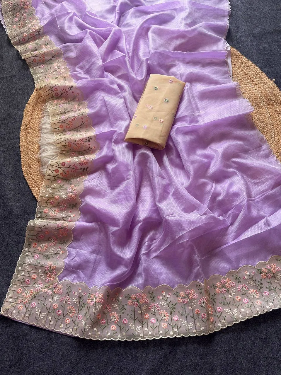 Buy MHV Simran Doriya Silk Embroidery Work Saree Wholesale Market in Surat 2026