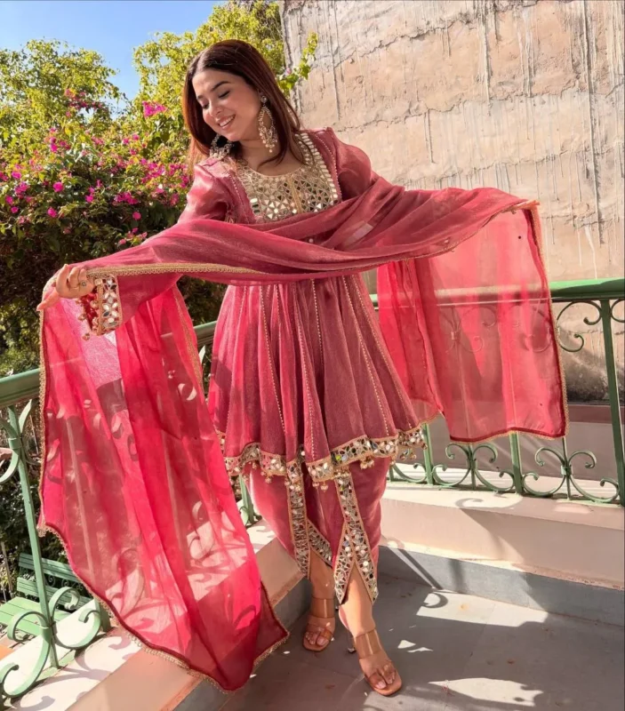 Latest FFD Fandy Silk Mirror Work Latkan Fancy Dhotistyle Suit 2026
