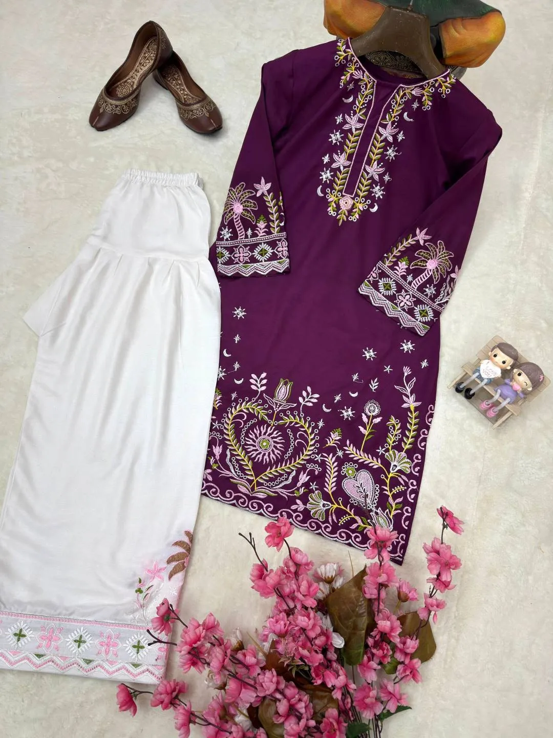 Buy C585 237 Rayon Cotton Thread Embroidery Work Office Wear Kurti Pant 2026