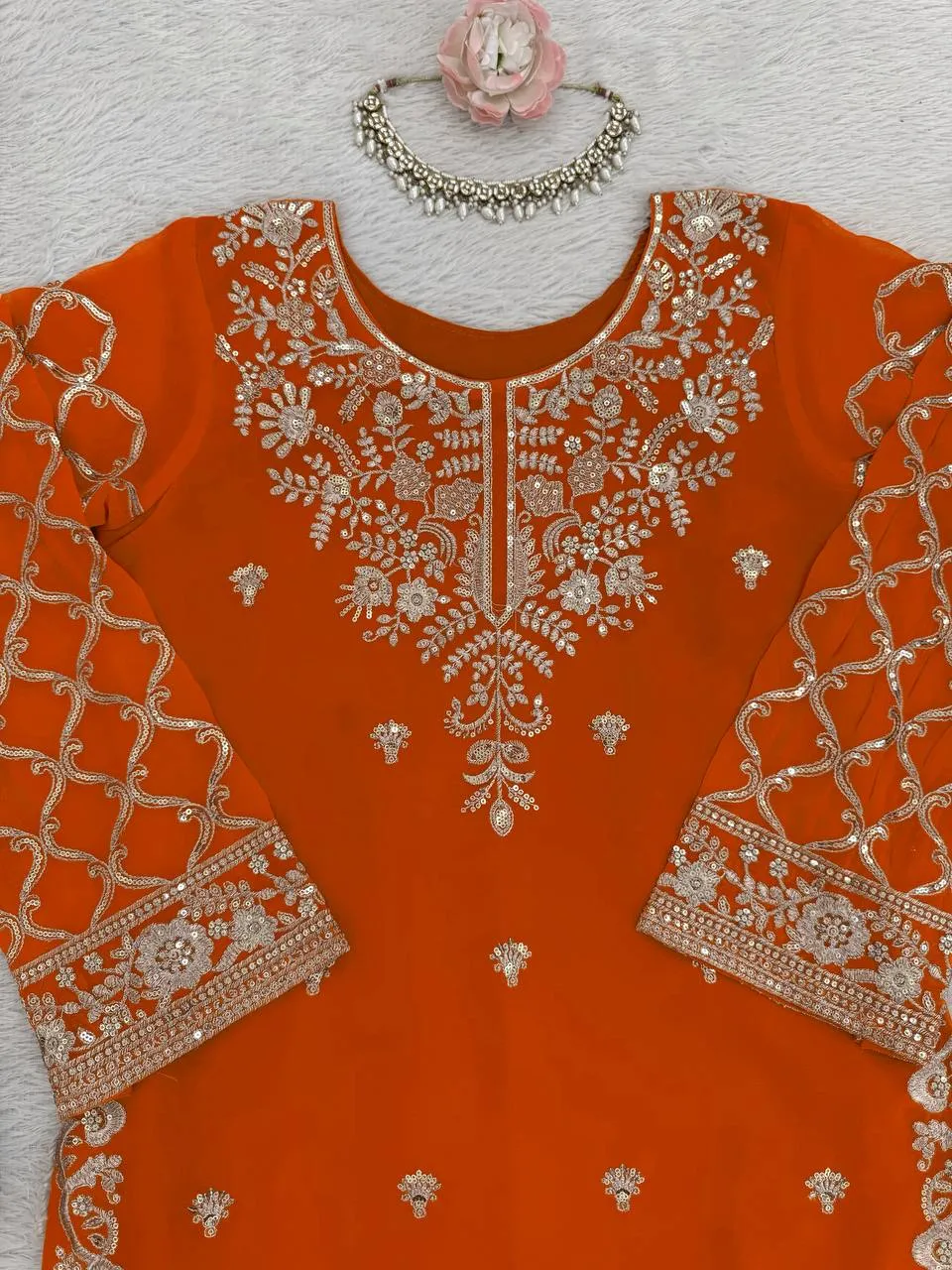 Latest Deepika 1591 Georgette Sequnce Work Kurti Pant Dupatta Set 2026