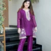 Latest Zarin Vadana Chinon Embroidery Work Kurti Pant Koti Set 2026
