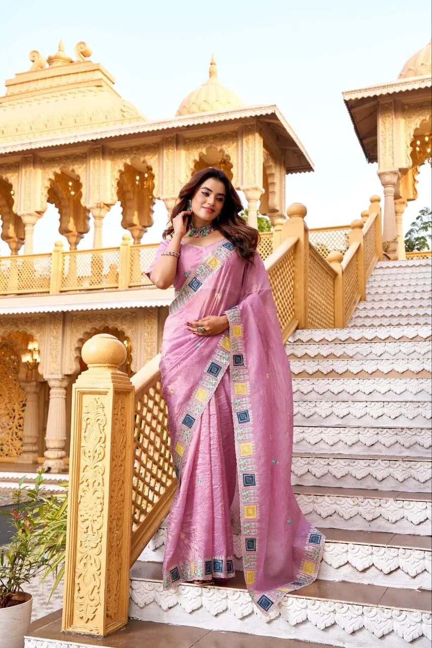 Launching RBC Virasat Gold Crush Silk Thread Work Party Wear Saree 2026